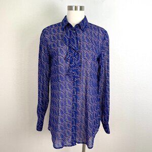 Banana Republic Womens Medium Tall Purple Dillon Shirt Button Up Ruffle Blouse
